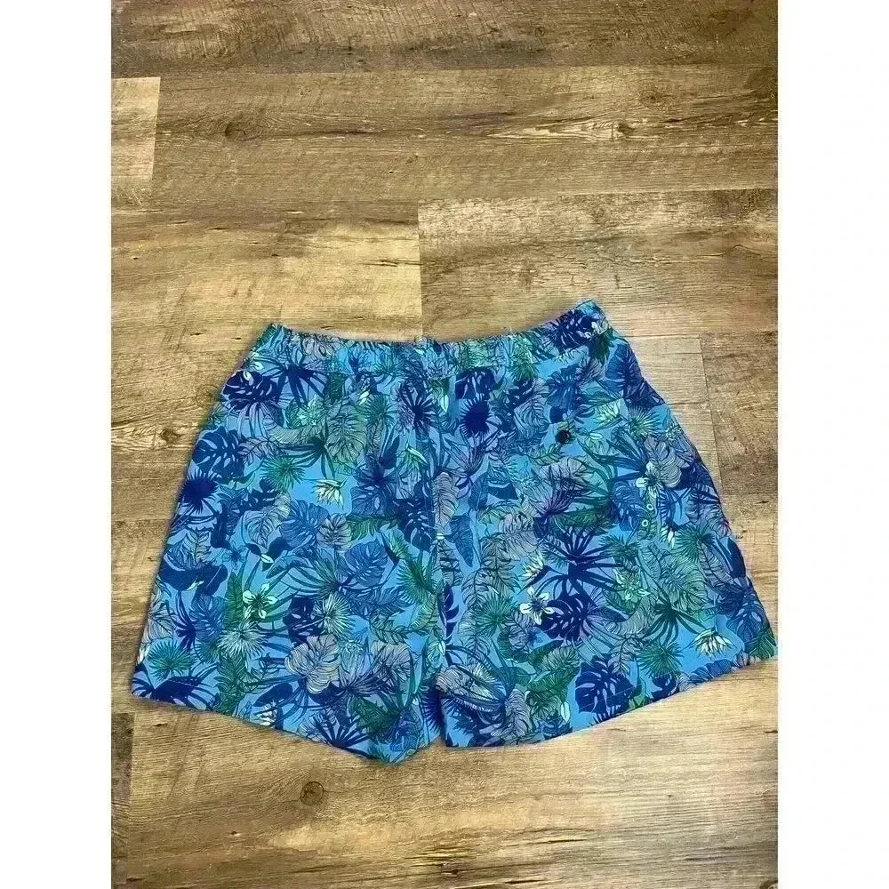 Lords of Harlech Quack Jungle Garden Blue Swim Trunks Men's L 3.5